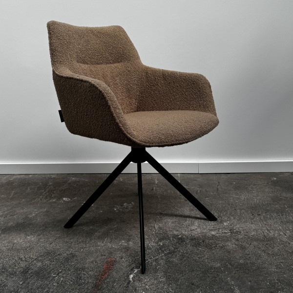 Chaise pivotante design quart de tour avec assise en bouclette beige
