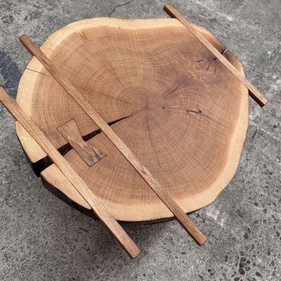 Bout de canapé design bois et métal fabrication artisanale