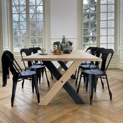 MI-BOIS - Dining table made of steel and solid oak